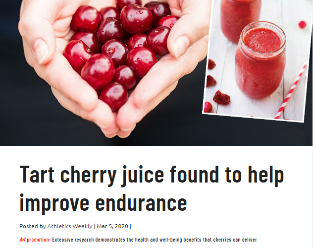 Tart cherry juice found to help improve endurance