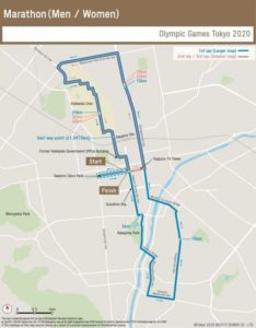 2020東京奧運馬拉松路線圖